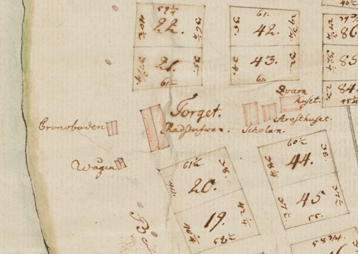 Yksityiskohta Esaias Hackzellin 1750 julkaisemasta Tornion kartasta, Tornionlaakson museo