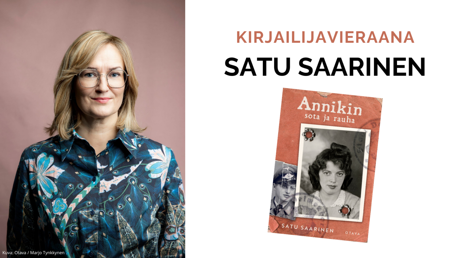Kirjailijavieraana Satu Saarinen Tornion kirjastossa ti 28.5.