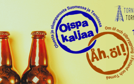 Oispa kaljaa-näyttelyn julistebanneri