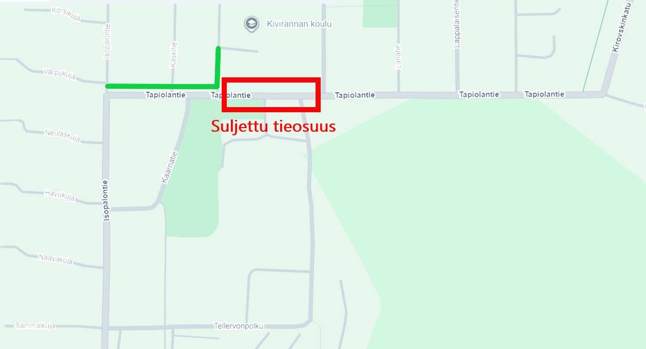 Tapiolantien poikkeukselliset liikennejärjestelyt 3.7. alkaen